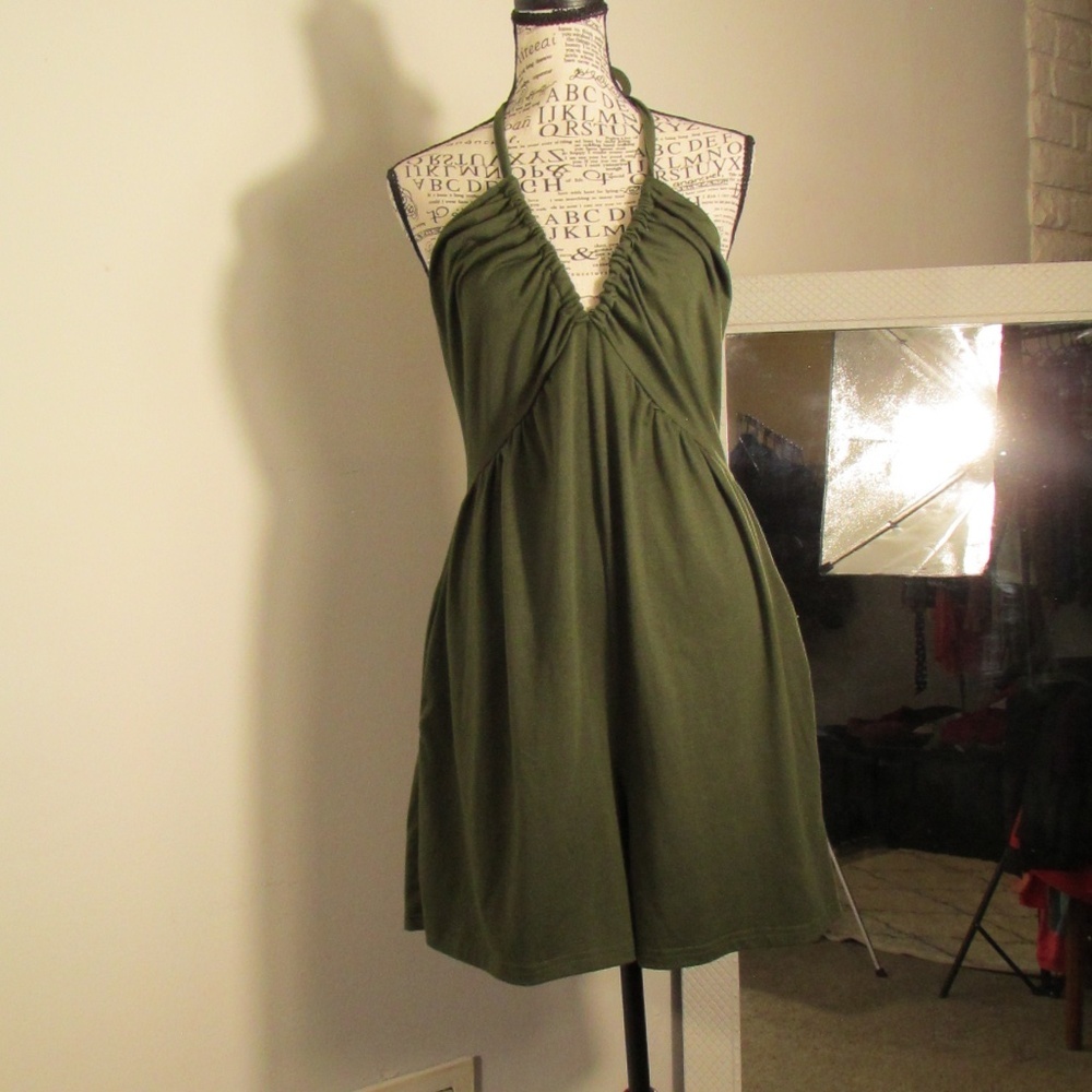 Halter-Neck Olive Green Romper